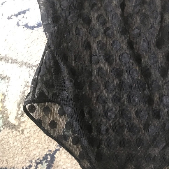 2/$10 Black Polka Dot Bodysuit Sheer Seethrough - Picture 2 of 6